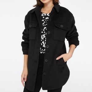 XL Black Sanactuary Wool Shirt Jacket